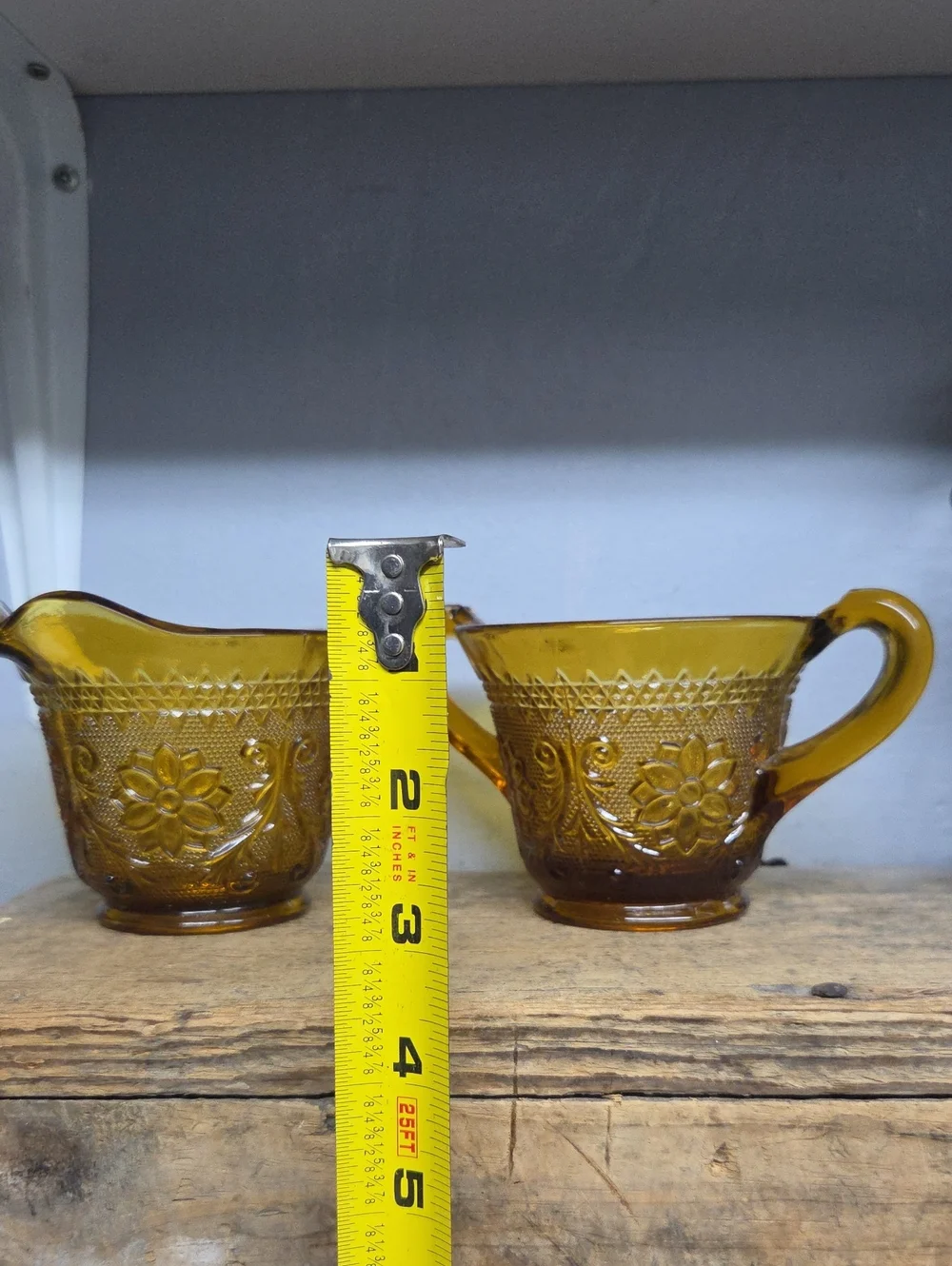 Vintage Indiana Glass Tiara Amber Glass Creamer and Sugar Set